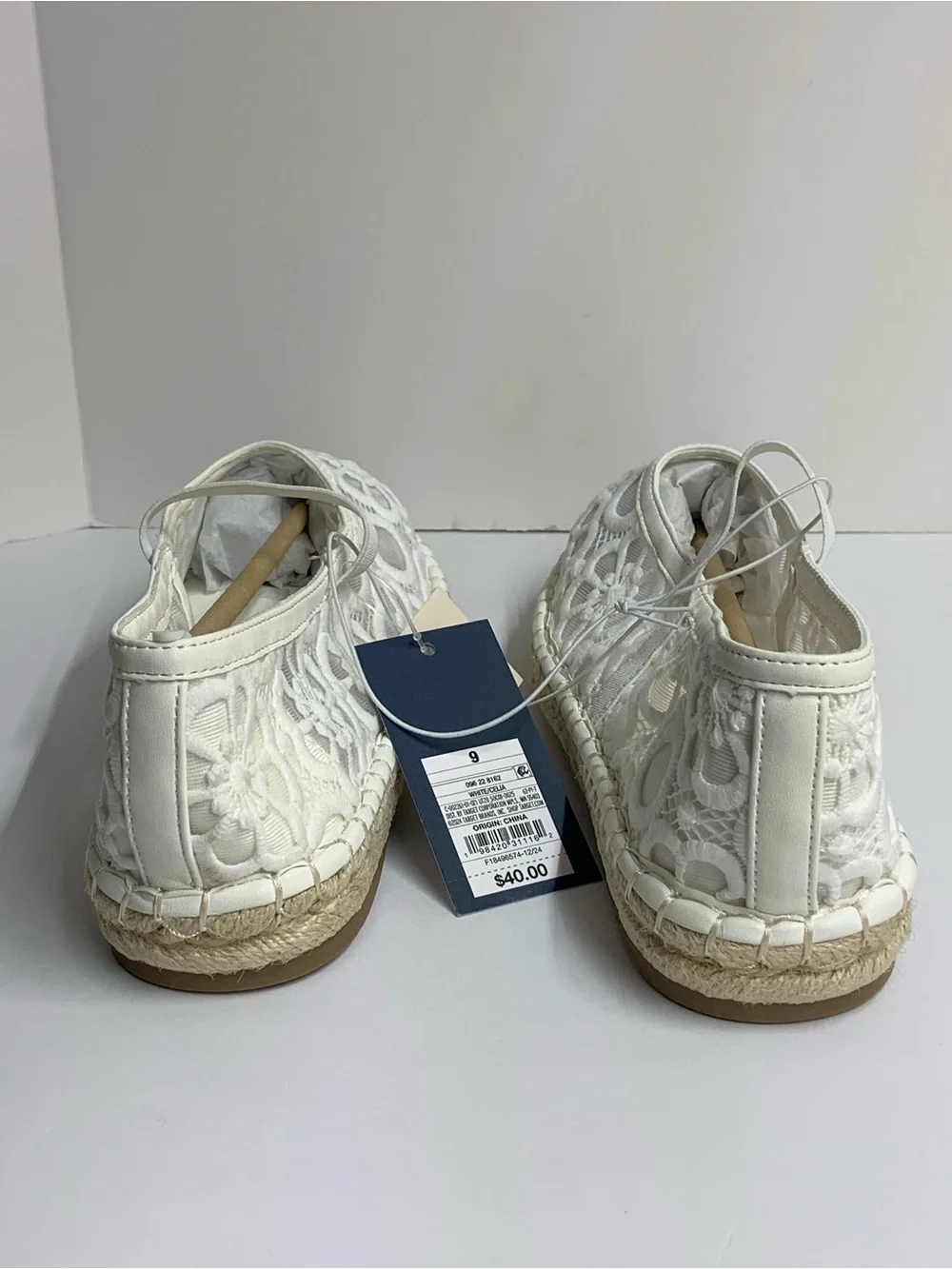 Women's White Lace Espadrille Flats